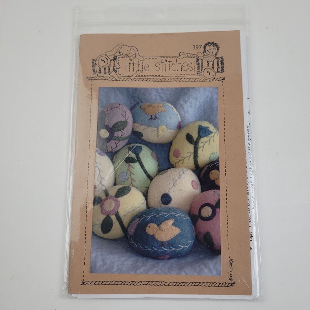 Little Stitches pattern for felted wool Easter eggs, Cross Stitch Pattern